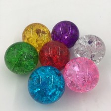 Set Of 7 Glass Crystal Cracked Spheres, 4mm Each, Rainbow Colors, New