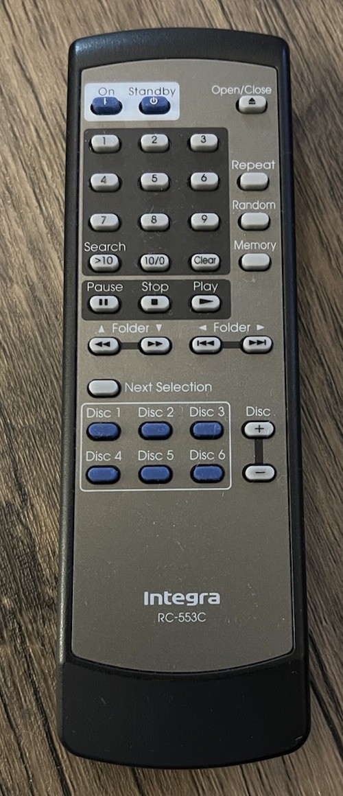 Genuine Integra RC-553C 6 Cd Player Changer Remote Control CDC-3.4