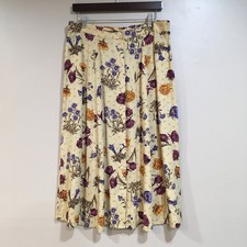 Sag Harbor Floral Midi Skirt Women L Butter Yellow Cottage Praire Grandma Modest