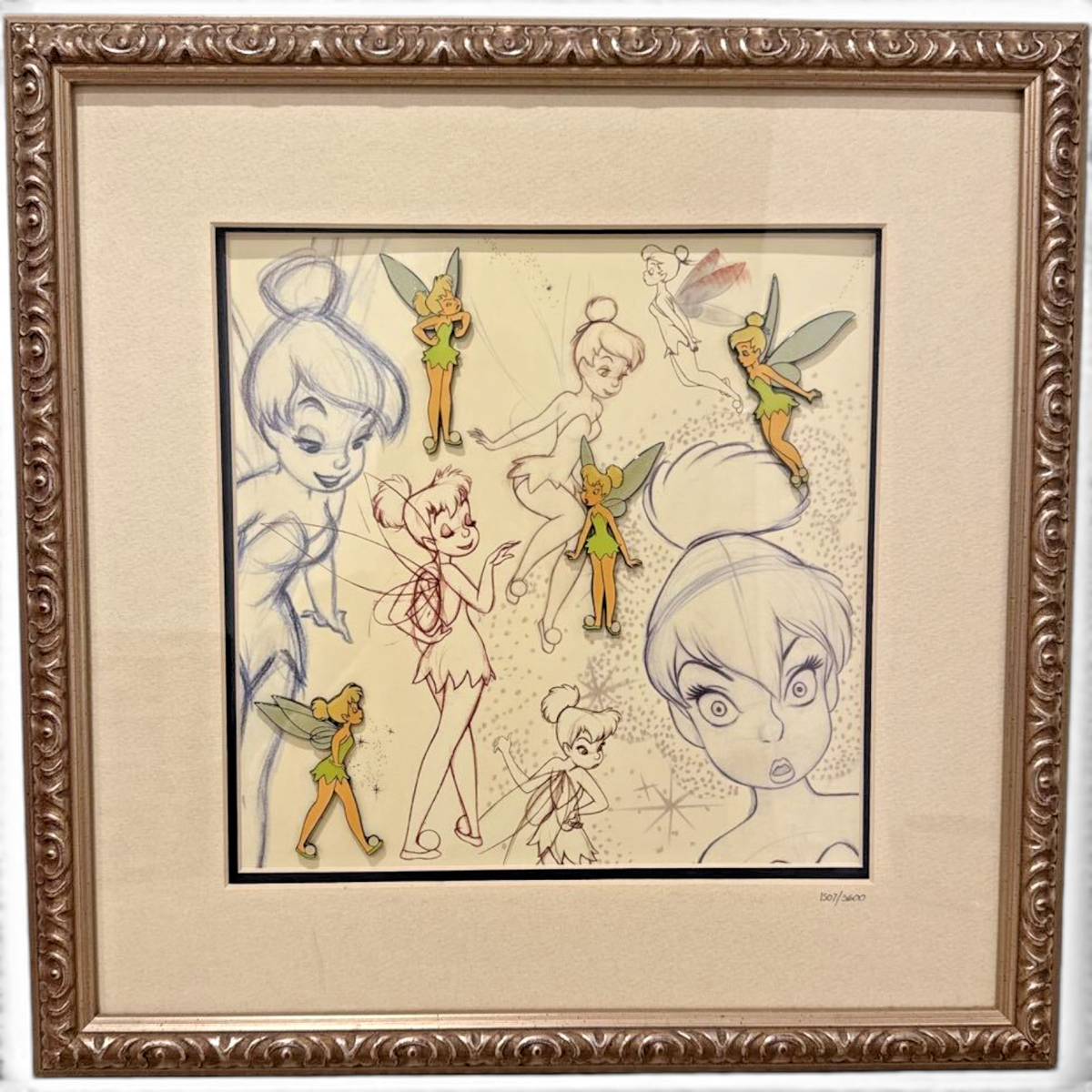 Disney Tinker Bell Pin Framed Art Limited Edition 3600 Piece Wall