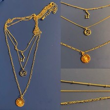 New Reclaimed Vintage From ASOS Three Row Constellation Necklace Gold Tone
