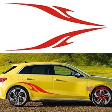 2Pcs 63'' Flame Graphics Stickers Car Body Side Skirt Decals Racing Sports Red
