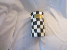 Preowned MACKENZIE CHILDS COURTLY BLACK & WHITE CHECK ENAMEL UTENSIL HOLDER #1