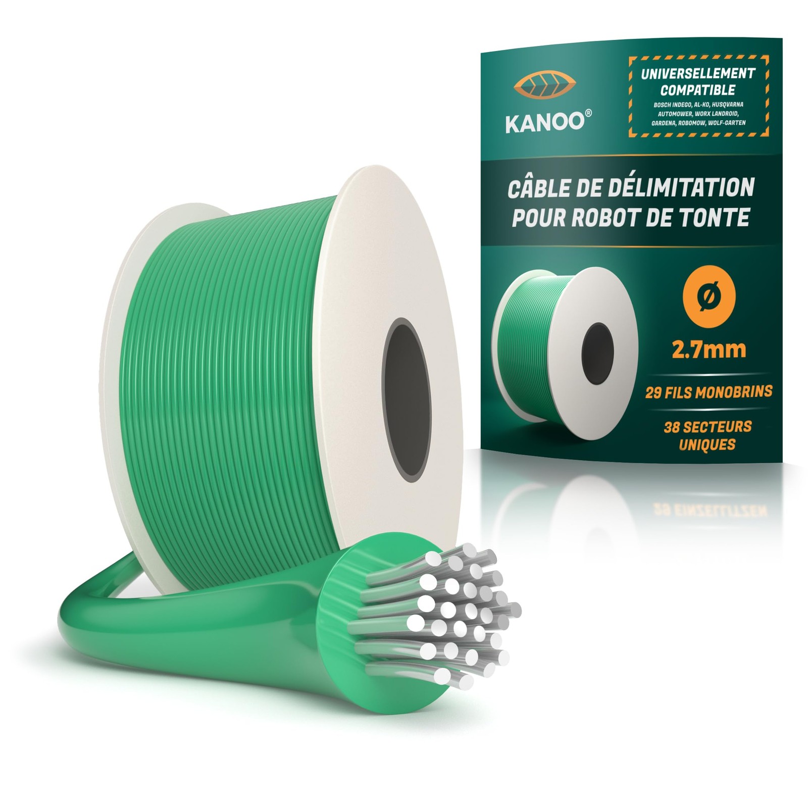 Fil en cuivre Kanoo 2,7mm étanche pour une installation de tondeuse stable