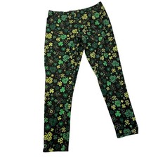 Unbranded Shamrock Leggings Women XL 15-17 Black GR Good St Patricks Day Clover