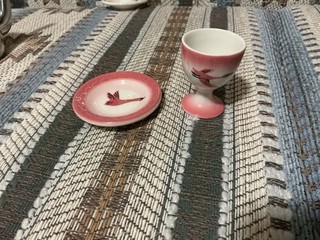 Milwaukee Road Railroad Peacock Dining Car Butter Pat And Single Egg