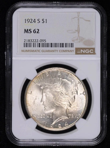 1924 S Peace Silver Dollar NGC MS-62
