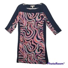 Banana Republic Navy Blue Pink Paisley Shift Dress Medium Stretch Comfort Beach