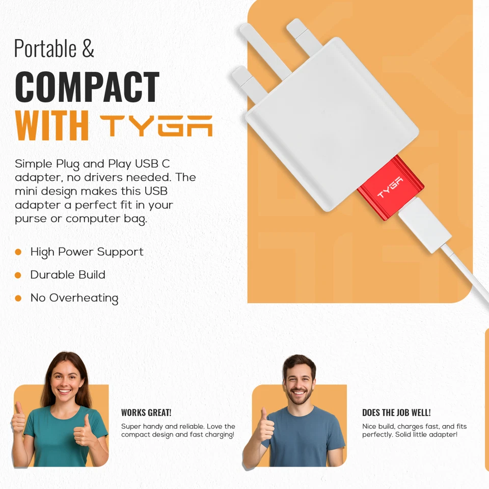 TYGA Store USB Type C Female to USB Type A Male Adapter 2.0, Sync - Image 4 of 4