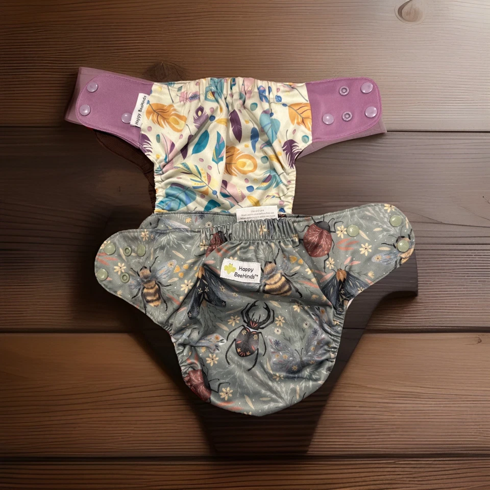 Happy Beehinds Lote de 8 Pañales de Tela Reutilizables-12 Insertos Talla Única Niñas Genial Foto 4 de 4