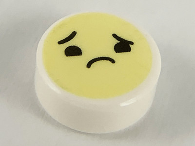 LEGO 98138pb137 Fliese, rund 1 x 1 mit Emoji, hellgelbes Gesicht, besorgt