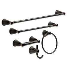 5-Piece Oil Rubbed Bronze Bathroom Set 2 Towel Racks, Ring, Holder, Hook  ...