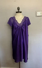 Morgan Taylor Purple Satin Nightgown Nightie Large NWT