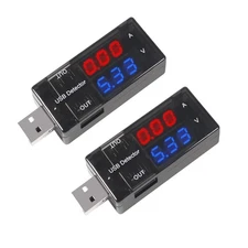 2PCS Dual USB Current Voltage Charging Detector Voltmeter Ammeter Charger Doc...