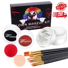 Clown White Black Red Face Body Paint，Clown Makeup Kit，Joker Zombie Vampire S...
