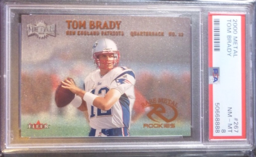 2000 FLEER SKYBOX RARE METAL ROOKIES TOM BRADY #267 HORIZONTAL ROOKIE RC PSA 8