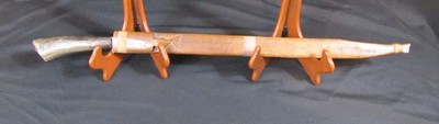 ANTIQUE HAND FORGED SWORD/LONG KNIFE WOOD HANDLE WOOD SHEATH 24.5''