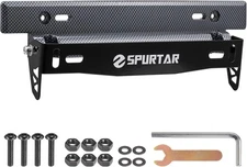 Spurtar License Plate Frames, Adjustable Front Car Holder Black 