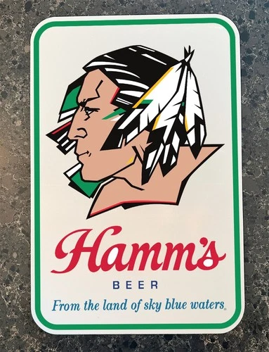 UND SIOUX vintage logo & Hamm’s Beer sign 12” x 18” ref aluminum