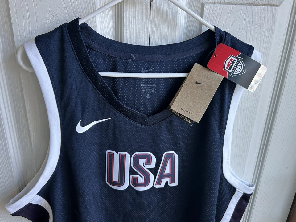 Новый с Ярлыками Nike команды США олимпийский баскетбол ограниченного Джерси темно-синий FV5520-451 $110 2XL 56 - Изображение 2 из 4