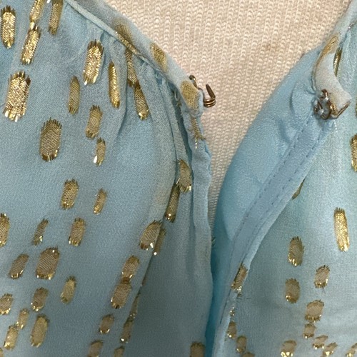 Lilly Pulitzer #97961 Women's Blue Gold Del Mar Halter Silk Top Size Small - Picture 6 of 11