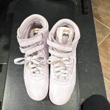 Reebok Freestyle High Top Light Pink Leather Sneakers Lace Up Hook Loop Women