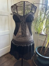 UK 8 Karen Millen Vintage Black Silk Beaded Gatsby 20's Flapper Dress