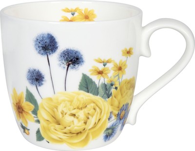 KÖNITZ 1120572670 Becher Gardening - Yellow Roses 425 ml aus Bone China Porze...