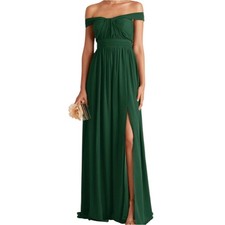 Birdy Grey Bridesmaids Grace Dress Chiffon Forest Green WSlit NWT Size Medium