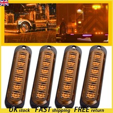 4pcs 6-LED Side Marker Amber Lights Clearance Light Truck Trailer RV Waterproof