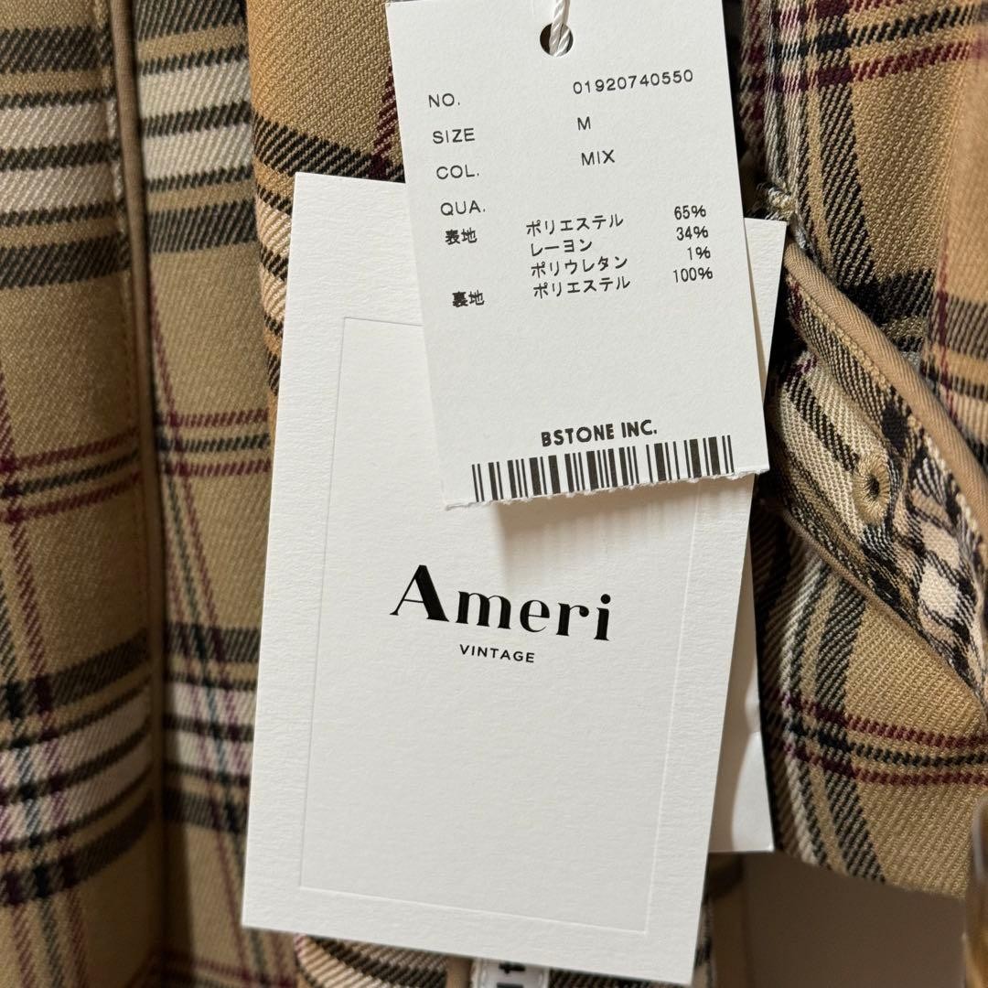 Ameri Vintage Pass Code Check Coat Beige Size M N… - image 12