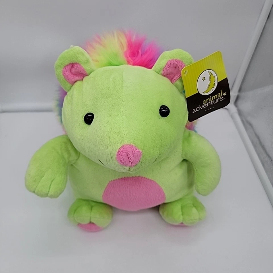 Animal Adventure Green Rainbow Hedgehog 11" Plush Porcupine Stuffed Animal Toy - Image 3 of 4