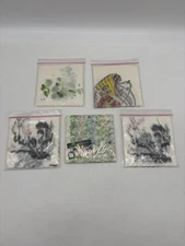 5 New Packs Vintage Japanese Rice Paper Napkins Japan 4.5x4.5 Estimate 100 Total