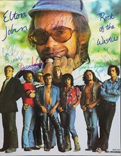 ELTON JOHN BAND SIGNED AUTOGRAPHED 11X14 PHOTO X7 BERNIE CALEB RAY DAVEY PSA A