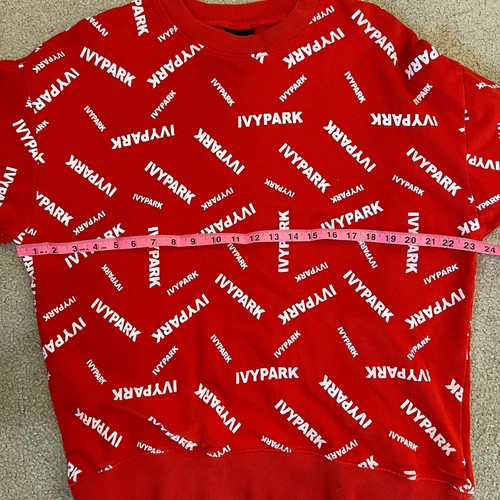 Ivy Park "all over logo" Red & White Sweatshirt Oversized Women's Size Small - Picture 6 of 7