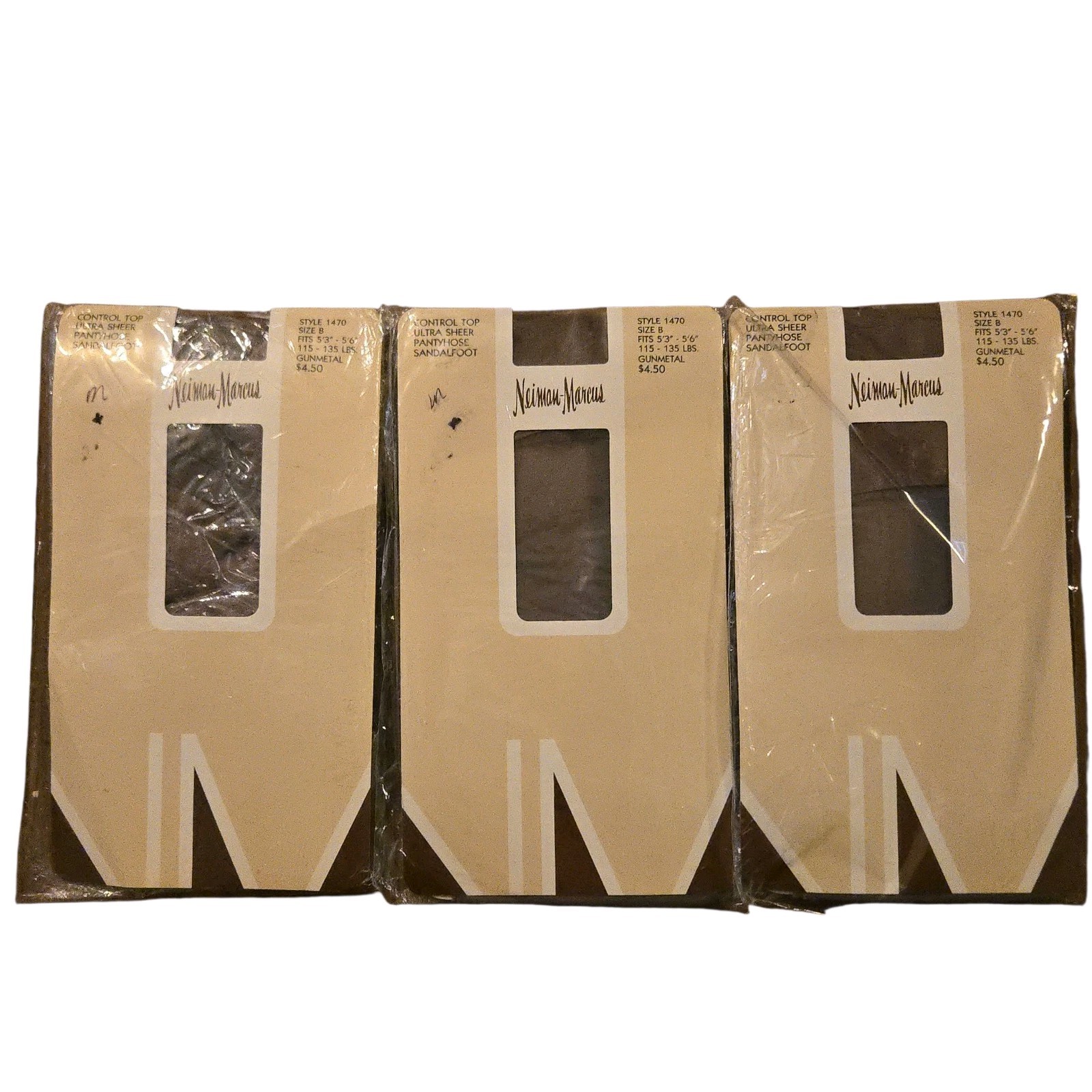 Vintage Neiman Marcus Ultra Sheer Pantyhose Sandalfoot Size B, (Lot Of 3)