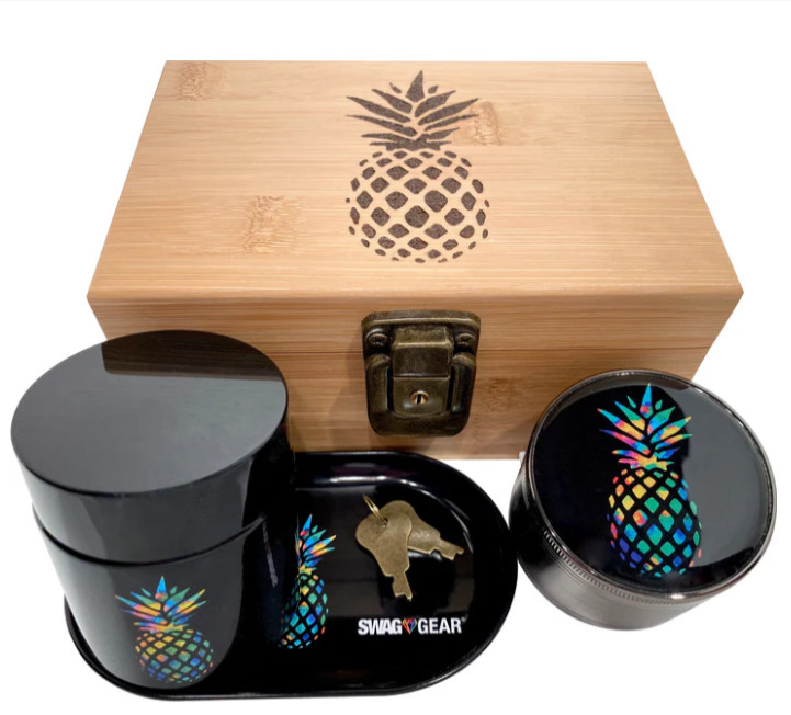PINEAPPLE Box Combo - Original Stash Box with Grinder and Stash Jar
