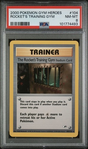 2000 Pokemon Gym Heroes #104 Rocket's Training Gym PSA 8 - Picture 1 of 2