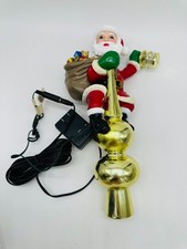 Vtg Mr Christmas Santa Tree Topper w/ Adapter - Working - Missing Top of Finial