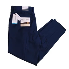 Perry Ellis Portfolio Mens 38 x 30 Dress Pants Navy Slim Fit Stretch Mens 38
