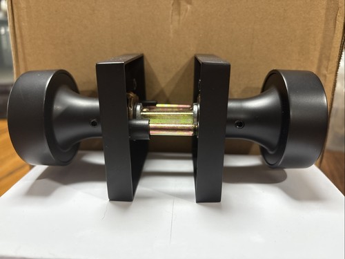 Black doorknobs, modern passage handles for interior hallway, closet, Lot of 6 - Picture 2 of 13