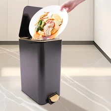 12L Bathroom Trash Can Carbon Steel Step On Kitchen Garbage Bin Step Trash Bin