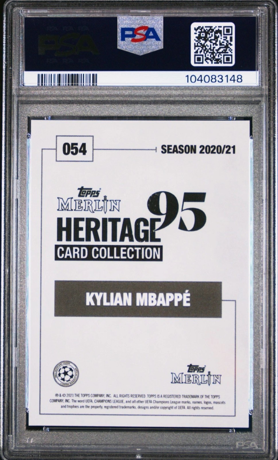 2020 KYLIAN MBAPPE PSA 9 TOPPS MERLIN HERITAGE '95 CHAMPIONS LEAGUE BLUE #d /49  view 2