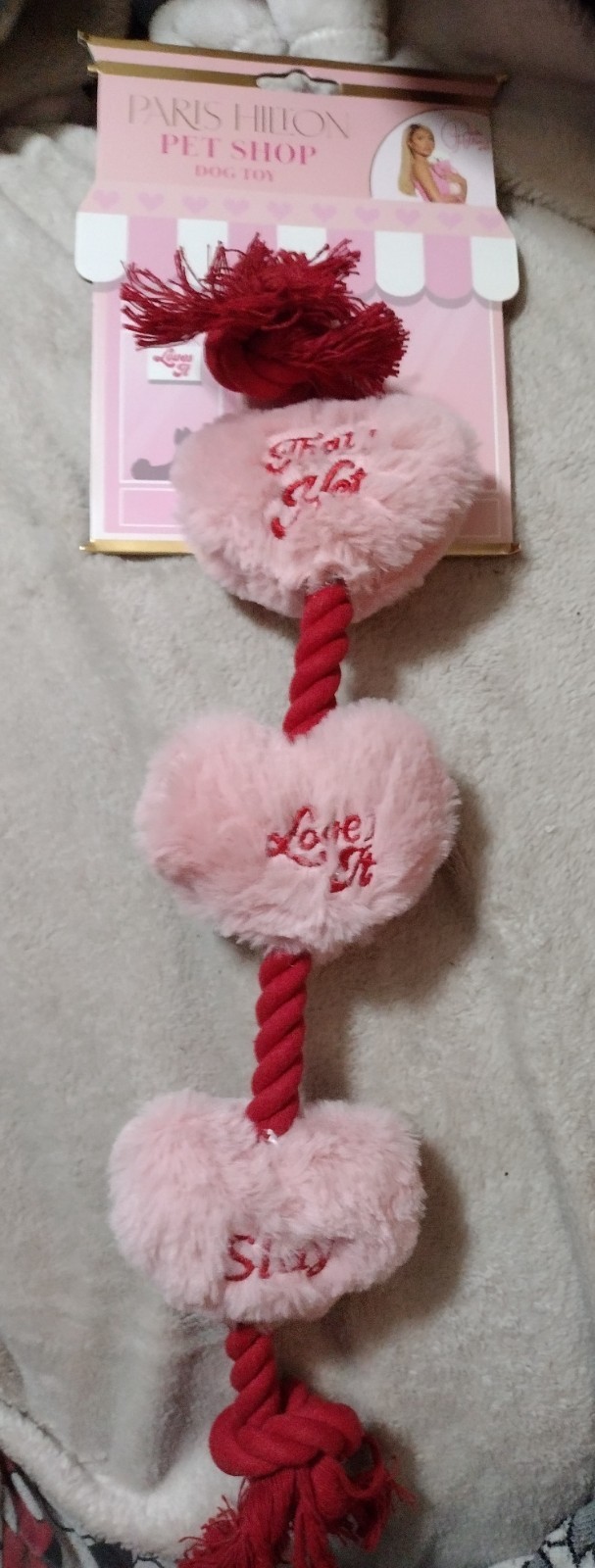 Paris Hilton Pet Shop 3 Hearts On A Rope Dog Toy