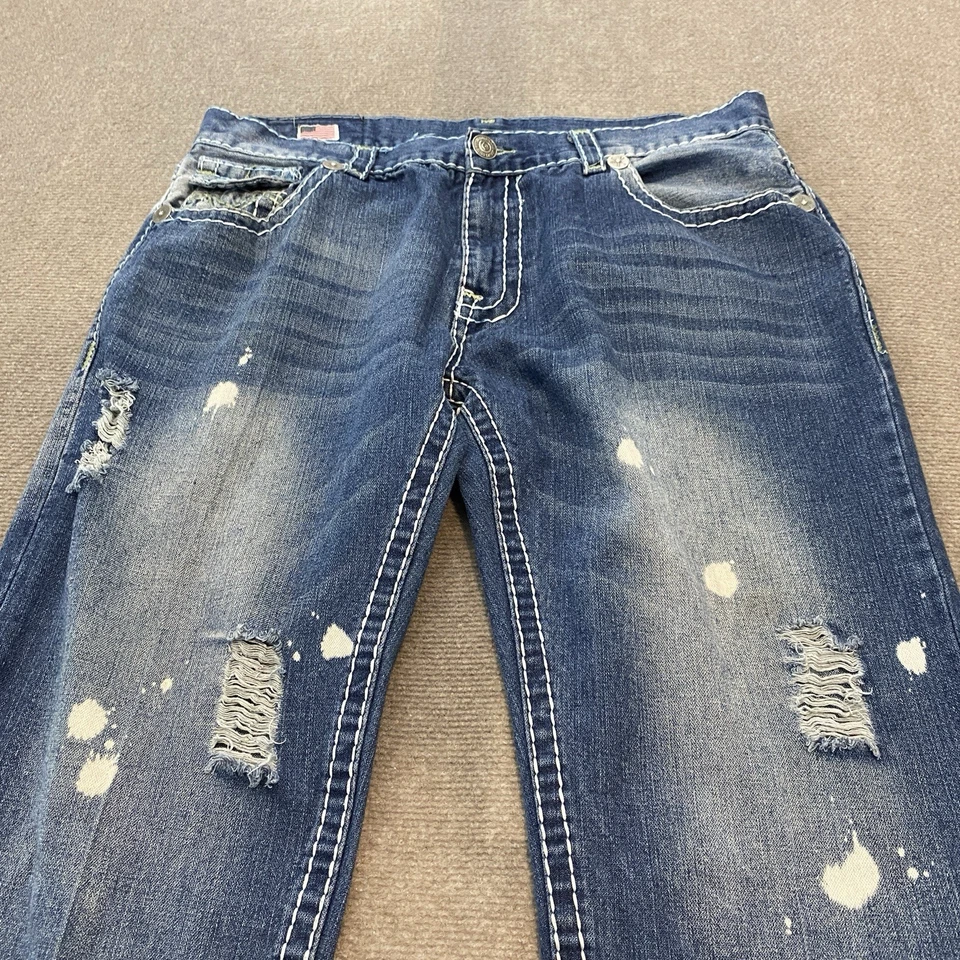 Jean de mezclilla True Religion Section recto talla 42 se adapta a 39x34 ácido envejecido Y2K Foto 2 de 4