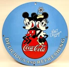 Coca Cola - Vintage Porcelain Sign -Mickey Minnie Mouse Advertising Americana