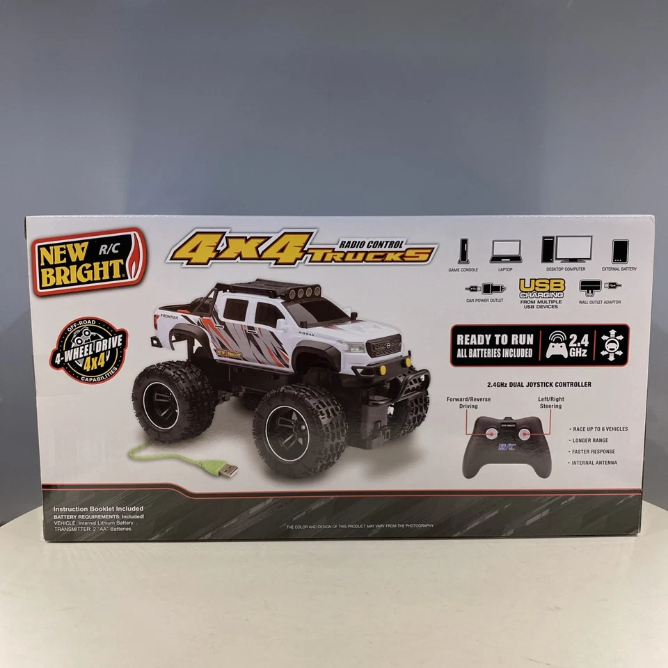 Nuevo Brillante (1:16) Batería Control Remoto Nissan Frontier 4X4 Blanco Camión, 1688U- Foto 3 de 4