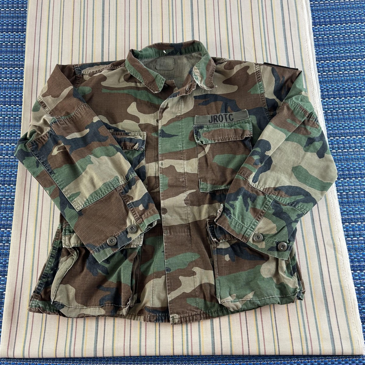 Vintage US Army BDU Combat Coat Mens Small Short Woodland Camo