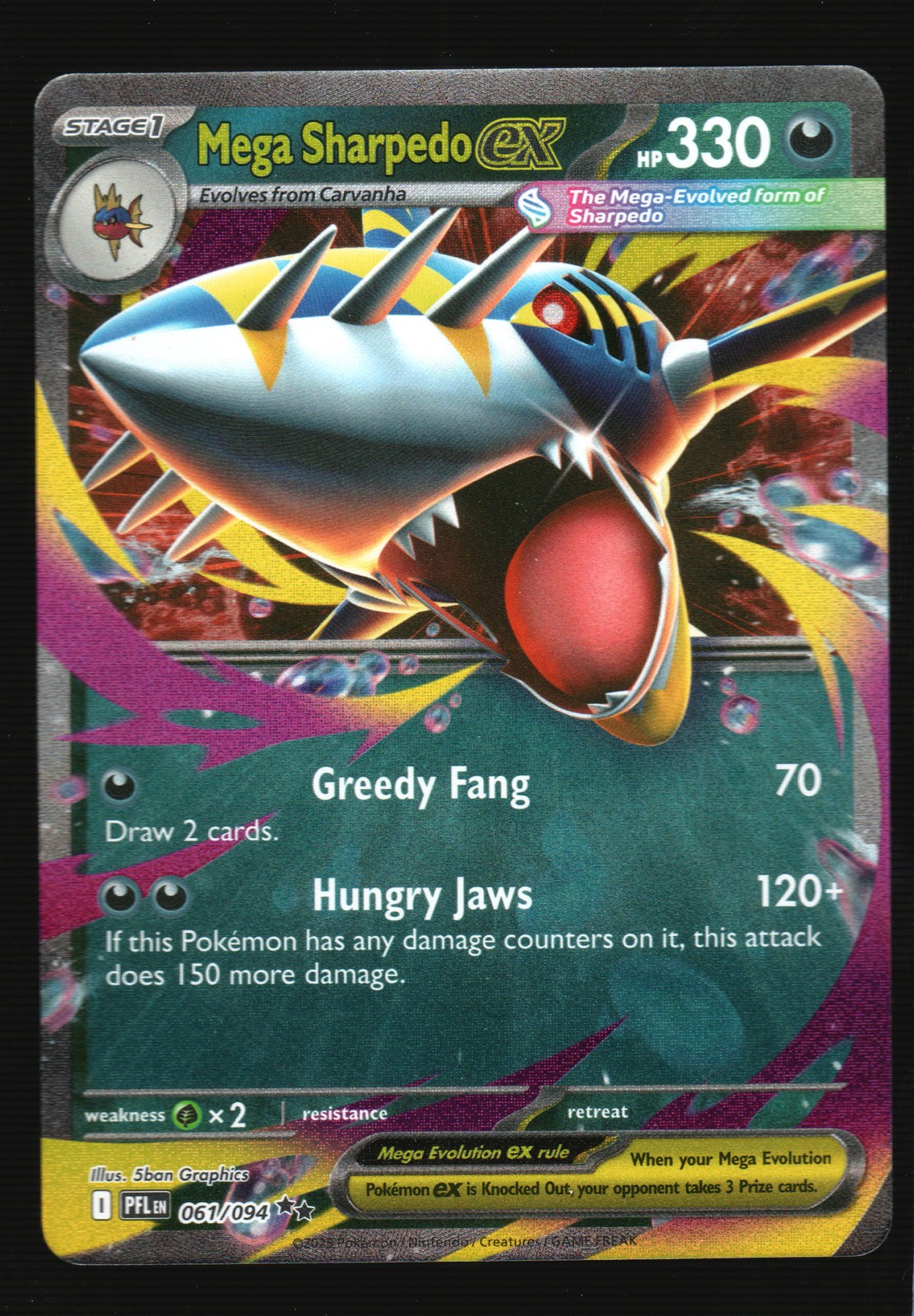 Pokemon Mega Sharpedo ex ME02: Phantasmal Flames #061/094 NM