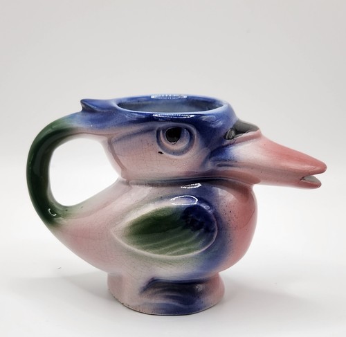 Vintage Kingfisher/Kookaburra Bird Creamer RARA rosa e blu Inghilterra LEGGI - Foto 4 di 11